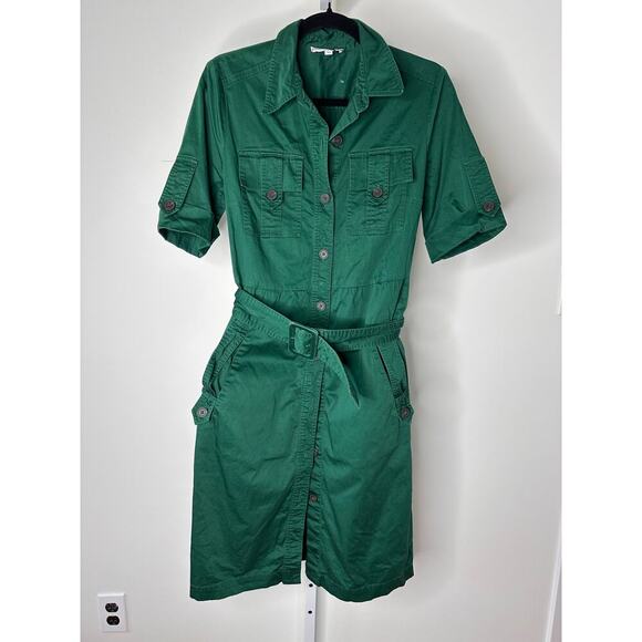 Derek Lam Evergreen Utility Dress Forest Green size 6 /42 - Picture 4 of 9